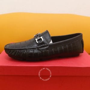 Giày nam cao cấp Moca Salvatore Ferragamo da xịn vân cá sấu - Ảnh 2