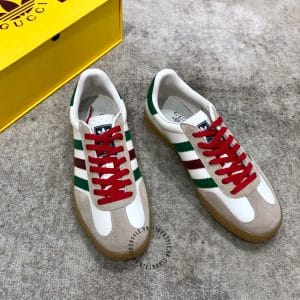 Giày nam Gucci Sneaker thể thao phối màu trắng ghi dây đỏ - Hình ảnh 3