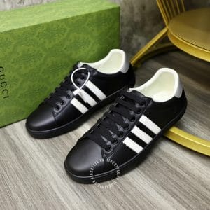 Giày Gucci thể thao nam màu đen họa tiết sọc trắng hàng hiệu - Hình ảnh 4