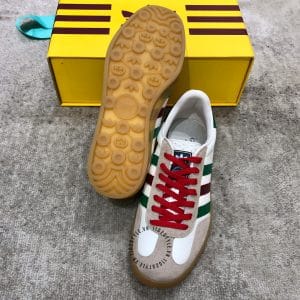 Giày nam Gucci Sneaker thể thao phối màu trắng ghi dây đỏ - Hình ảnh 6