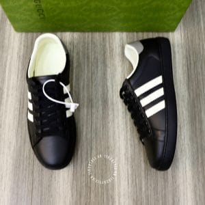 Giày Gucci thể thao nam màu đen họa tiết sọc trắng hàng hiệu - Hình ảnh 2