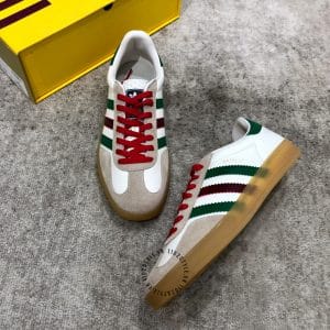 Giày nam Gucci Sneaker thể thao phối màu trắng ghi dây đỏ - Hình ảnh 2