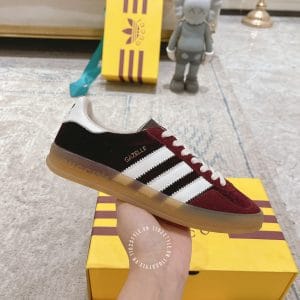 Giày Gucci Sneaker thể thao nam nữ màu đỏ tía dây trắng - Hình ảnh 5