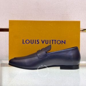 Giày lười nam Louis Vuitton da trơn màu xanh đen hàng hiệu - Ảnh 5