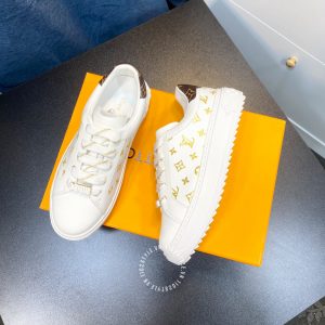 Giày nam hàng hiệu LV Sneakers Louis Vuitton màu trắng họa tiết vàng - Ảnh 4