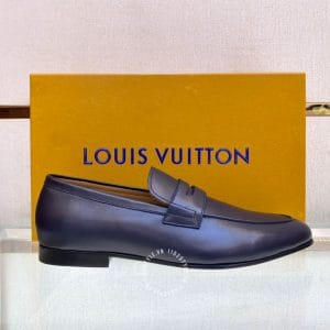 Giày lười nam Louis Vuitton da trơn màu xanh đen hàng hiệu - Ảnh 4
