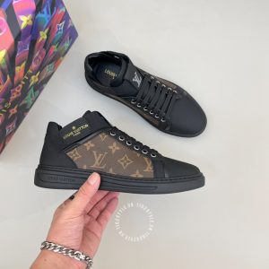Giày nam hàng hiệu Louis Vuitton Sneaker cổ ngắn màu đen - Ảnh 2