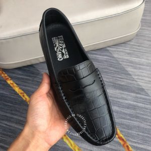 Giày nam hàng hiệu Moca Salvatore Ferragamo màu đen lịch lãm - Ảnh 4