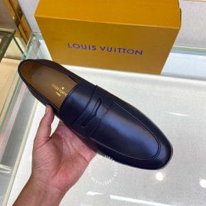 Giày lười nam Louis Vuitton da trơn màu xanh đen hàng hiệu - Ảnh 7