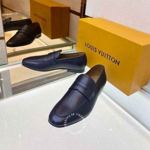 Giày lười nam Louis Vuitton da trơn màu xanh đen hàng hiệu - Ảnh 3