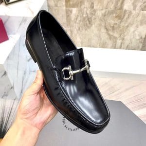 Giày Loafer Salvatore Ferragamo màu đen da bóng hàng hiệu - Ảnh 4
