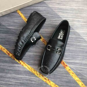 Giày nam hàng hiệu giá tốt Salvatore Ferragamo màu đen da xịn - Ảnh 2