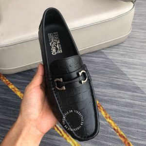 Giày nam hàng hiệu giá tốt Salvatore Ferragamo màu đen da xịn - Ảnh 4