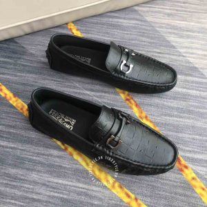 Giày nam hàng hiệu giá tốt Salvatore Ferragamo màu đen da xịn - Ảnh 3