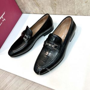 Giày nam Salvatore Ferragamo da bò siêu mềm họa tiết vân cá sấu - Ảnh 5