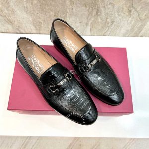 Giày nam Salvatore Ferragamo da bò siêu mềm họa tiết vân cá sấu - Ảnh 3