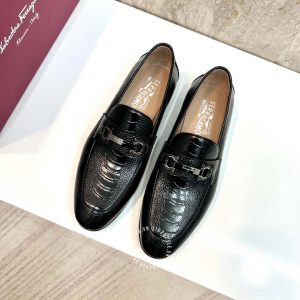 Giày nam Salvatore Ferragamo da bò siêu mềm họa tiết vân cá sấu - Ảnh 4