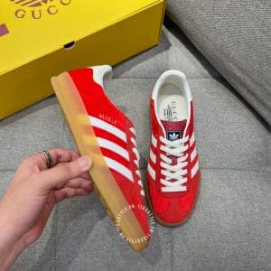 Giày Gucci Sneaker thể thao nam màu đỏ họa tiết sọc trắng dây trắng - Hình ảnh 3