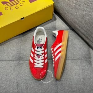 Giày Gucci Sneaker thể thao nam màu đỏ họa tiết sọc trắng dây trắng - Hình ảnh 2
