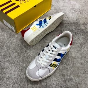 Giày nam hàng hiệu Gucci Sneaker nam phối màu trắng ghi sọc đen - Hình ảnh 5
