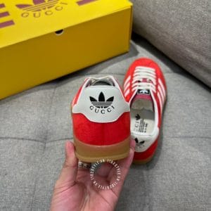 Giày Gucci Sneaker thể thao nam màu đỏ họa tiết sọc trắng dây trắng - Hình ảnh 8