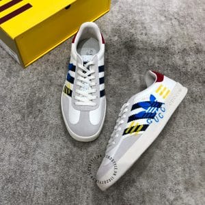 Giày nam hàng hiệu Gucci Sneaker nam phối màu trắng ghi sọc đen - Hình ảnh 2