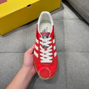 Giày Gucci Sneaker thể thao nam màu đỏ họa tiết sọc trắng dây trắng - Hình ảnh 4