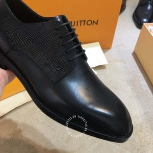 Giày Louis Vuitton nam da trơn màu đen dây buộc phiên bản cao cấp - Hình ảnh 6