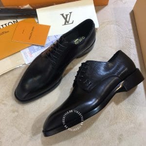 Giày Louis Vuitton nam da trơn màu đen dây buộc phiên bản cao cấp - Hình ảnh 3
