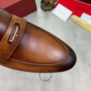Giày nam Salvatore Ferragamo màu nâu logo chữ nổi - Ảnh 6