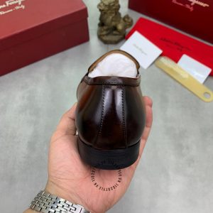 Giày nam Salvatore Ferragamo màu nâu logo chữ nổi - Ảnh 7