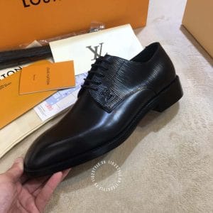 Giày Louis Vuitton nam da trơn màu đen dây buộc phiên bản cao cấp - Hình ảnh 5