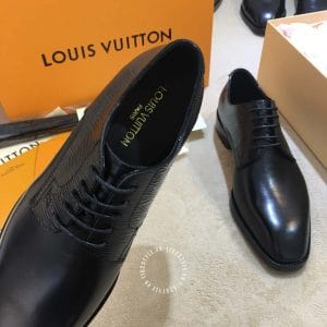 Giày Louis Vuitton nam da trơn màu đen dây buộc phiên bản cao cấp - Hình ảnh 4