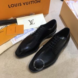Giày Louis Vuitton nam da trơn màu đen dây buộc phiên bản cao cấp - Hình ảnh 2