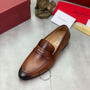 Giày nam Salvatore Ferragamo màu nâu logo chữ nổi - Ảnh 5