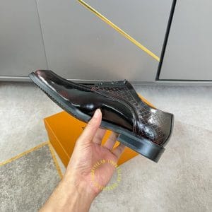 Giày nam hàng hiệu Louis Vuitton da xịn màu nâu đỏ - Hình ảnh 7