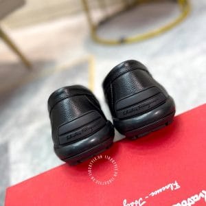 Giày nam hàng hiệu Moca Salvatore Ferragamo đen logo kim loại - Ảnh 8