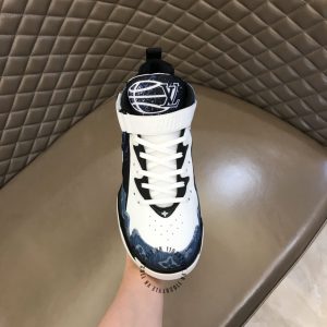 Sneaker LV Sneakers cổ cao phối màu họa tiết xanh demi hàng hiệu - Ảnh 5