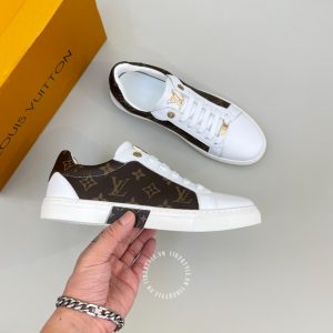 Giày nam hàng hiệu xách tay LV Sneakers màu trắng phối nâu - Ảnh 3