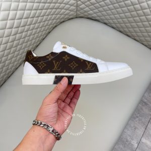 Giày nam hàng hiệu xách tay LV Sneakers màu trắng phối nâu - Ảnh 5