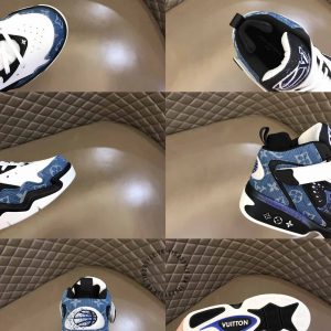 Sneaker LV Sneakers cổ cao phối màu họa tiết xanh demi hàng hiệu - Ảnh 9