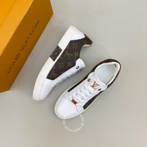 Giày nam hàng hiệu xách tay LV Sneakers màu trắng phối nâu - Ảnh 2