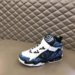 Sneaker LV Sneakers cổ cao phối màu họa tiết xanh demi hàng hiệu - Ảnh 7