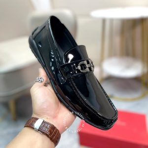 Giày nam hàng hiệu Moca Salvatore Ferragamo da xịn đen bóng - Ảnh 5