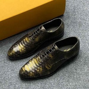 Giày nam hàng hiệu Louis Vuitton da rắn phối màu vàng đen - Ảnh 2