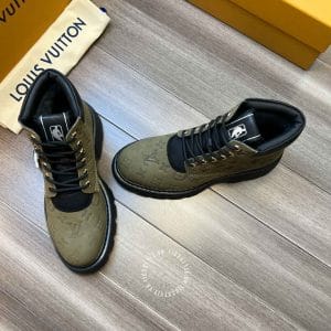Giày nam Louis Vuitton cổ cao màu xanh rêu cực chất - Hình ảnh 5