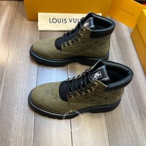 Giày nam Louis Vuitton cổ cao màu xanh rêu cực chất - Hình ảnh 2