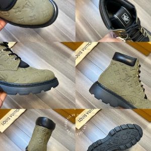 Giày nam Louis Vuitton cổ cao màu xanh rêu cực chất - Hình ảnh 9