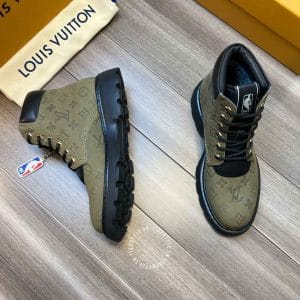 Giày nam Louis Vuitton cổ cao màu xanh rêu cực chất - Hình ảnh 6