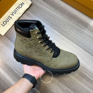 Giày nam Louis Vuitton cổ cao màu xanh rêu cực chất - Hình ảnh 8